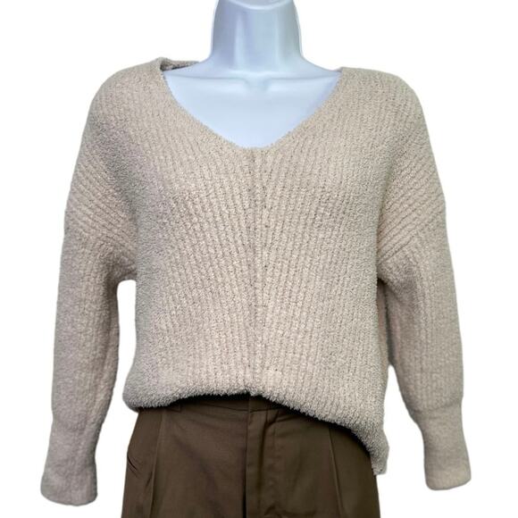 Sincerely Jules Sweaters - Sincerely Jules V-Neck Shag Knit Cream Sweater Jumper/S